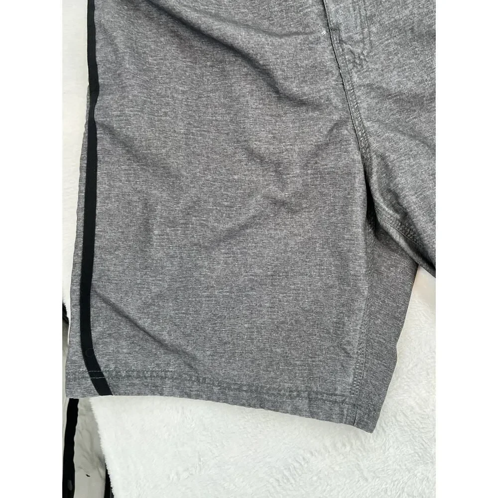 Speedo Board Shorts Men's Large Gray Pull On Drawstring Swim Trunks